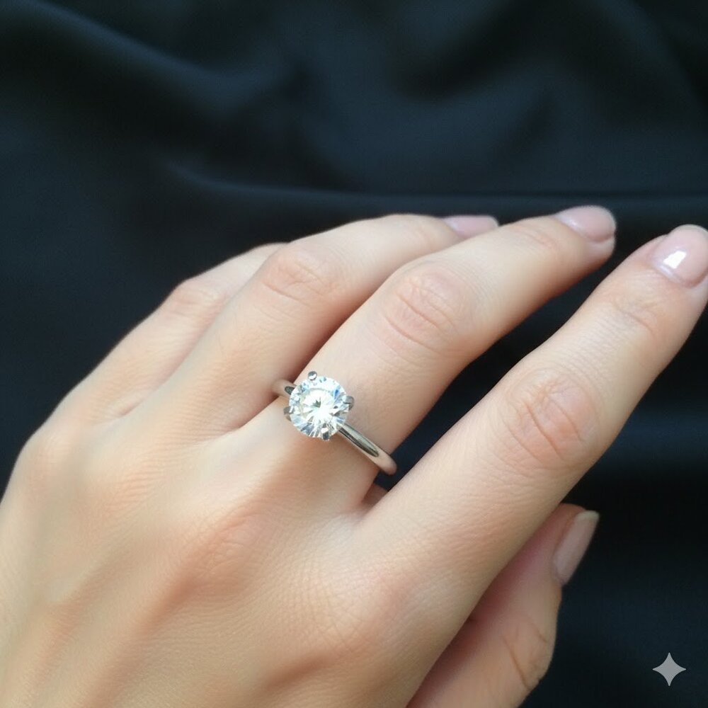 💍 Round "Diamond" CZ Sterling Silver Ring – NWT size 6.5